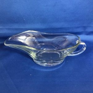 Vintage Anchor Hocking Clear Glass Gravy Boat Curvy Perfect Condition